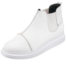 Costo Shoes MR2023 Beyaz Büyük Numara Dana Derisi Rahat Geniş Kalıp Erkek Bot