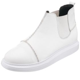 Costo Shoes MR2023 Beyaz Büyük Numara Dana Derisi Rahat Geniş Kalıp Erkek Bot