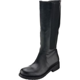 Costo Shoes N14315 Siyah Streç Detaylı Kauçuk Taban Büyük Numara Deri Kadın Çizme