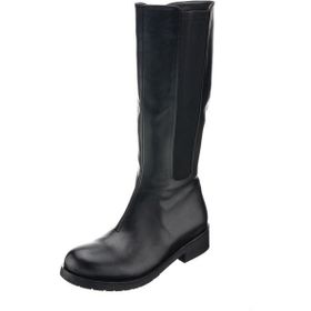Costo Shoes N14315 Siyah Streç Detaylı Kauçuk Taban Büyük Numara Deri Kadın Çizme