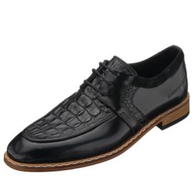 Costo Shoes P20213 Siyah Açma Timsah Baskılı Deri Üst Kalite Erkek Deri Ayakkabı