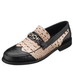 Costo Shoes TR1071 Vizon Siyah Baskılı Deri Özel Seri El İşçiliği Rahat Şık Tasarım Premium Serisi Erkek Ayakkabı