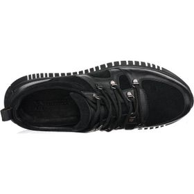 Costo Shoes YKP04 Siyah Deri ve Siyah Süet İle Garnili Olarak Rahat Geniş Kalıp Kauçuk Taban Erkek Ayakkabı