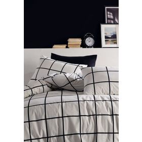 Coté Blanc Karo 160x220 cm Siyah-Beyaz Nevresim Takımı
