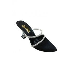 Cotcolic 9714 Saten Şeffaf Topuk Fashion Kadın Terlik