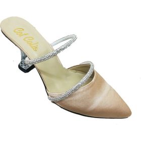 Cotcolic 9714 Saten Şeffaf Topuk Fashion Kadın Terlik