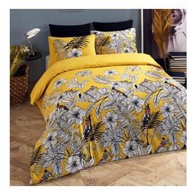 Cote Blanc Peroquet %100 Pamuk Ranforce 200x220 cm Sarı Çift Kişilik Nevresim Takımı