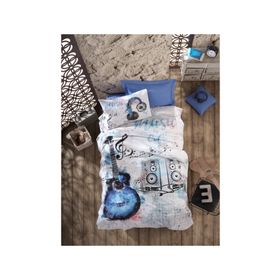 Cotton Box 180x240 cm Genç Ranforce Tek Kişilik Guitar Mavi Nevresim Takımı