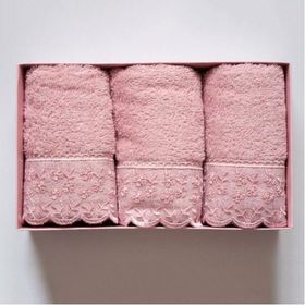 Cotton Box 3'lü Gipürlü Pudra Havlu Seti