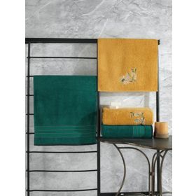 Cotton Box 4'lü Koyu Yeşil sarı Colorful Havlu Hamam Seti