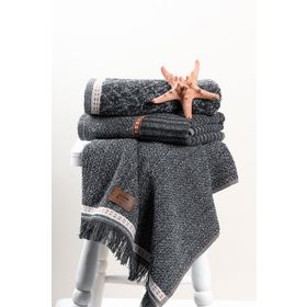 Cotton Box 50x90 3'lü Denim Antrasit Jakarlı Havlu Seti