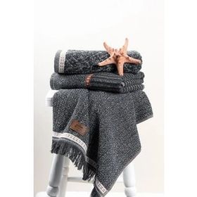 Cotton Box 50x90 3'lü Denim Antrasit Jakarlı Havlu Seti