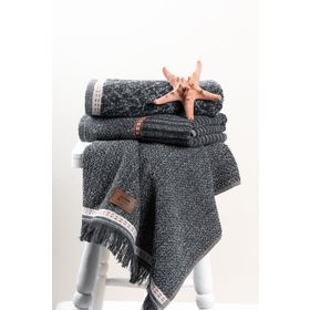 Cotton Box 50x90 3'lü Denim Antrasit Jakarlı Havlu Seti
