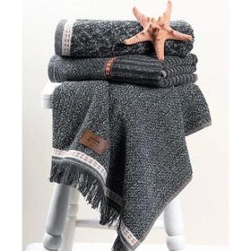 Cotton Box 50x90 3'lü Denim Antrasit Jakarlı Havlu Seti