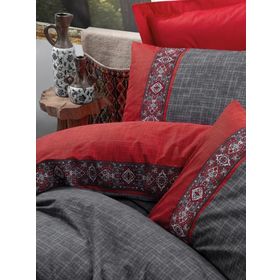 Cotton Box Ardil Kırmızı Folk Art Çift Kişilik Nevresim Takımı