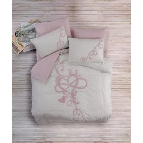 Cotton Box Bellini Puf Nakışlı Ranforce Pembe Çift Kişilik Nevresim Takımı Seti