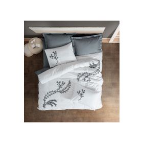 Cotton Box Brode Ivy Gri Nakışlı Ranforce Çift Kişilik Nevresim Takımı