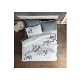 Cotton Box Brode Ivy Gri Nakışlı Ranforce Çift Kişilik Nevresim Takımı