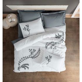 Cotton Box Brode Ivy Gri Ranforce Çift Kişilik Nevresim Takımı