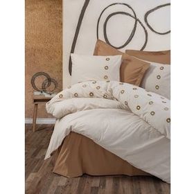 Cotton Box Brode Ranforce Nomi Bej Çift Kişilik Nevresim Takımı