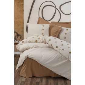 Cotton Box Brode Ranforce Nomi Bej Çift Kişilik Nevresim Takımı
