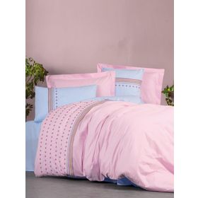 Cotton Box Brode Tatum Mavi Ranforce Çift Kişilik 200x220 cm Nevresim Takımı