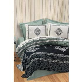 Cotton Box Çift Hardy Yeşil Çift Kişilik Battaniyeli Nevresim Takımı