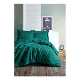 Cotton Box Çift Kişilik Jakarlı Saten Sante Petrol Nevresim Takımı