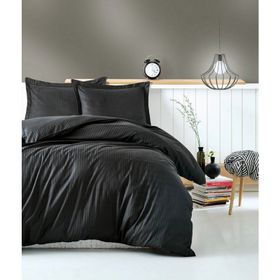 Cotton Box Çift Kişilik Saten Elegante Stripe Siyah Nevresim Takımı