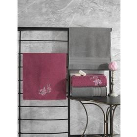Cotton Box Colorful %100 Pamuk Gri-Pembe Hamam Havlu Seti