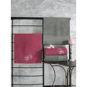 Cotton Box Colorful 4'lü Gri-Koyu Pembe Havlu Seti