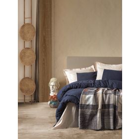Cotton Box Comfy Clement Lacivert Pamuk Battaniyeli Çift Kişilik Nevresim Takımı