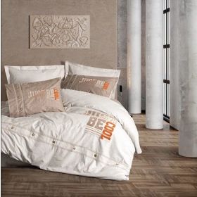 Cotton Box Cool Mood Nakışlı Ranforce Tek Kişilik Kahve Nevresim Takımı