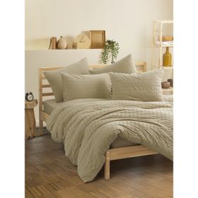 Cotton Box Crepe Penye Lastikli Çarşaflı Bej Çift Kişilik Nevresim Takımı