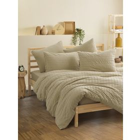 Cotton Box Crepe Penye Lastikli Çarşaflı Bej Çift Kişilik Nevresim Takımı