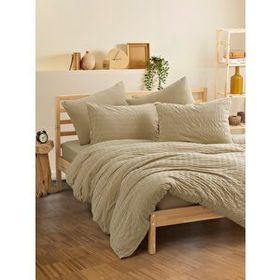 Cotton Box Crepe Penye Lastikli Çarşaflı Bej Çift Kişilik Nevresim Takımı