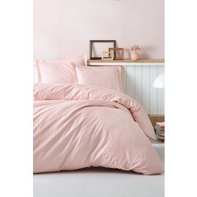 Cotton Box CTN-EGT-STP-STN-C-K-N-T-PUDRA Elegant Stipe Saten Pudra Çift Kişilik Nevresim Takımı