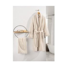 Cotton Box Deluxe Single %100 Pamuk Lacivert L Bornoz Seti