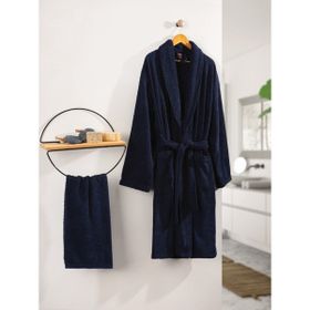 Cotton Box Deluxe Single %100 Pamuk Lacivert L Bornoz Seti