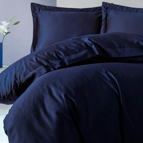 Cotton Box Elegant Lacivert Saten Çift Kişilik Nevresim Takımı