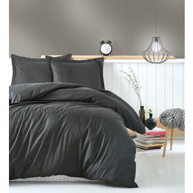 Cotton Box Elegant Saten Stripe Antrasit Çift Kişilik Nevresim Takımı