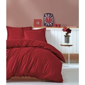 Cotton Box Elegant Saten Stripe Bordo Çift Kişilik Nevresim Takımı