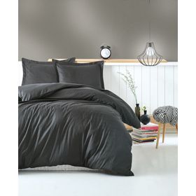 Cotton Box Elegant Stipe Antrasit Çift Kişilik Nevresim Takımı
