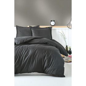 Cotton Box Elegant Stipe Antrasit Çift Kişilik Nevresim Takımı