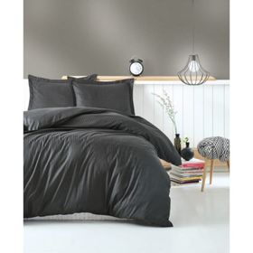 Cotton Box Elegant Stipe Antrasit Çift Kişilik Nevresim Takımı