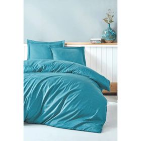 Cotton Box Elegant Stipe Turkuaz Çift Kişilik Nevresim Takımı