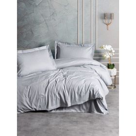 Cotton Box Elegant Stripe Gri Saten Çift Kişilik Nevresim Takımı