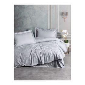 Cotton Box Elegant Stripe Gri Saten Çift Kişilik Nevresim Takımı