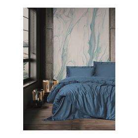 Cotton Box Elegante Mavi Tek Kisilik Saten Nevresim Takimi