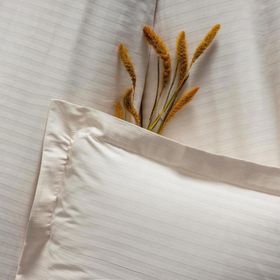 Cotton Box Elegante Stripe Ekru Çift Kişilik Saten Nevresim Takımı